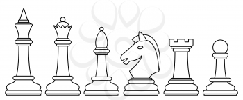 Illustration of the abstract contour chess pieces set