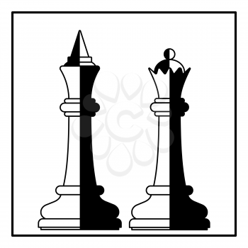 Illustration of the abstract chess king and queen