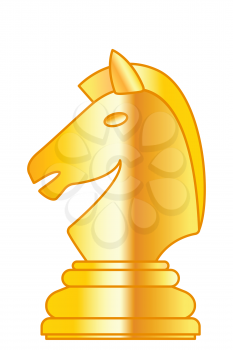 Illustration of the abstract gold chess knight piece