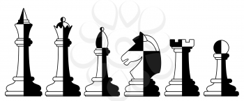 Illustration of the abstract chess pieces set