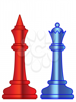 Illustration of the abstract chess king and queen pieces
