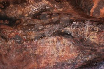 Royalty Free Photo of Ancient Aboriginal Drawings on Rocks