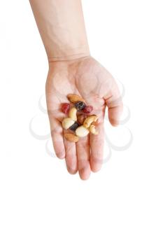 Royalty Free Photo of a Person Holding Fruits and Nuts