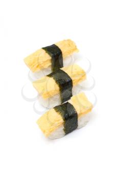 Royalty Free Photo of Pieces of Egg Omelette Nigiri 