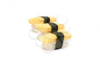 Royalty Free Photo of Pieces of Egg Omelette Nigiri 
