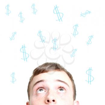 Royalty Free Photo of a Man Thinking of Money