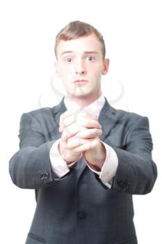 Royalty Free Photo of a Begging Businessman