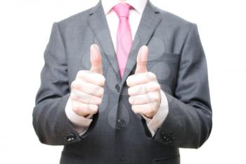 Royalty Free Photo of a Businessman Giving a Thumbs Up