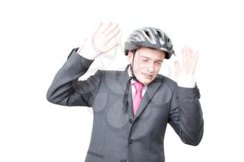 Royalty Free Photo of a Businessman Wearing a Helmet