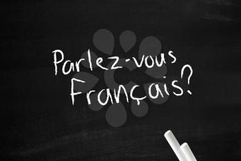 Royalty Free Photo of French on a Chalkboard