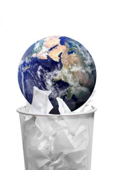 Royalty Free Photo of a Globe in the Garbage