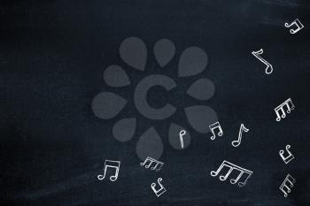 Royalty Free Photo of Music Notes on a Chalkboard