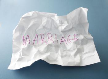 Royalty Free Photo of the Word Marriage on Paper