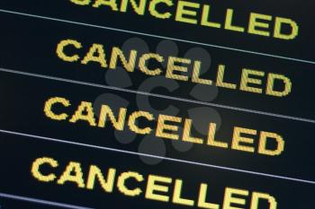 Royalty Free Photo of a List of Cancelled Flights