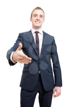Royalty Free Photo of a Businessman Reaching for a Handshake