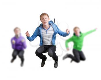 Royalty Free Photo of Jumping Teenagers