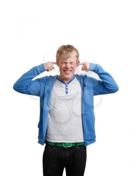 Royalty Free Photo of a Person Plugging Their Ears
