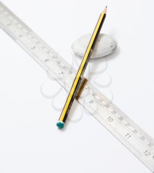 Royalty Free Photo of a Pencil and Ruler