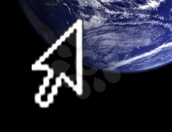 Royalty Free Photo of a Cursor by a World Icon