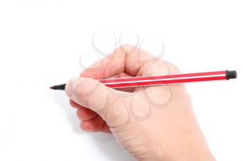 Royalty Free Photo of a Person Holding a Pen
