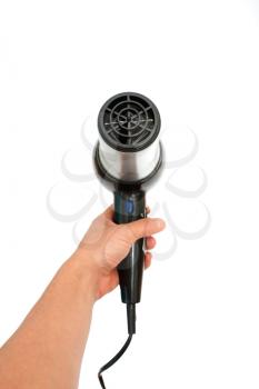 Royalty Free Photo of a Person Holding a Hairdryer