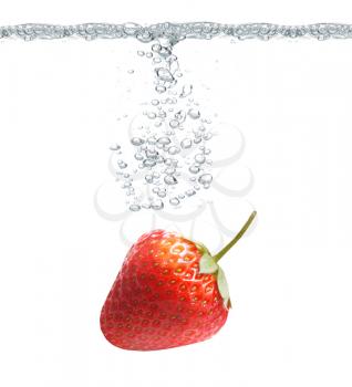 Royalty Free Photo of a Strawberry in Water