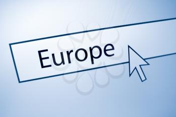 Royalty Free Photo of the Word Europe in a Search Engine