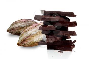 Royalty Free Photo of Cocoa Beans and Chocolate