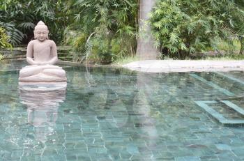 Royalty Free Photo of a Buddha Statue in a Pool