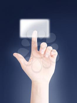 Royalty Free Photo of a Person Using an Interactive Touchscreen