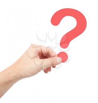 Royalty Free Photo of a Person Holding a Question Mark