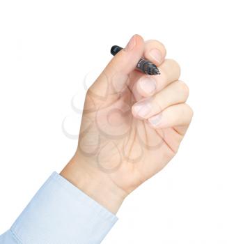 Royalty Free Photo of a Businessman Holding a Pen