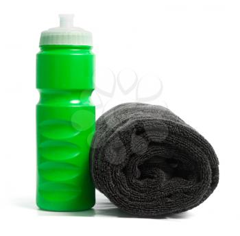 Royalty Free Photo of a Water Bottle and Towel