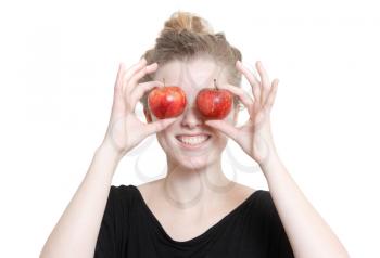 Royalty Free Photo of a Girl Holding Apples