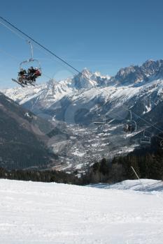 Royalty Free Photo of an Alpine Lift in the Mountains of Chamonix