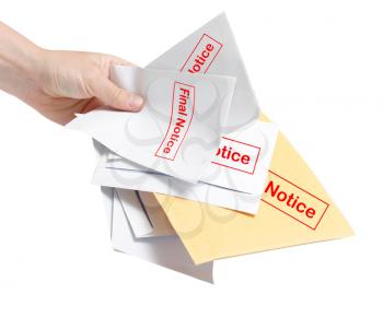 Royalty Free Photo of a Person Holding Final Notice Bills