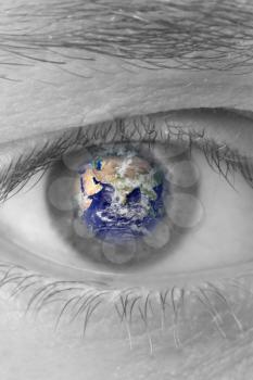 Royalty Free Photo of the World in One Eye
