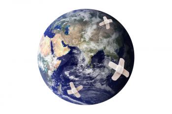 Royalty Free Photo of an Earth With Bandages