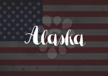 Alaska written on flag