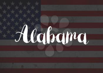 Alabama written on flag