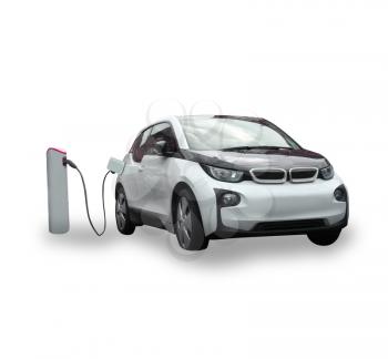 An electric car charging
