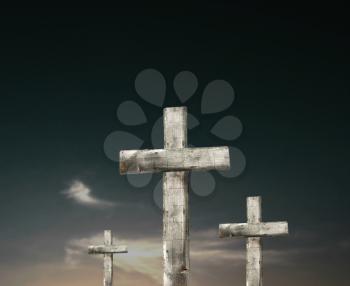3 crosses at sunset
