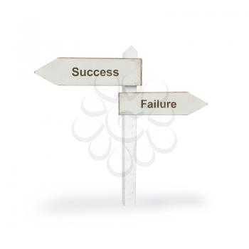 Success or failure on a white background