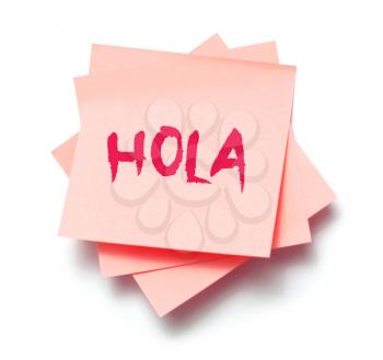 Hola written on a note
