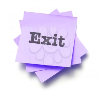 Exit written on a note