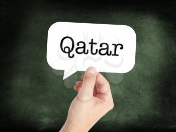 Qatar written on a speechbubble