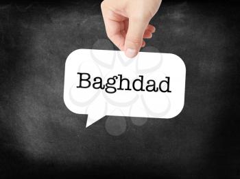 Baghdad written on a speechbubble