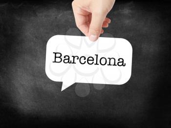 Barcelona written on a speechbubble