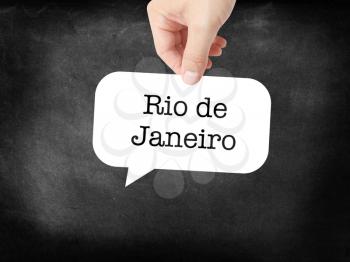 Rio de Janeiro written on a speechbubble