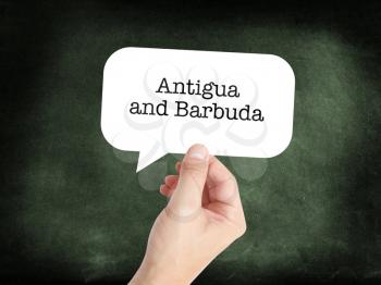 Antigua and Barbuda written on a speechbubble